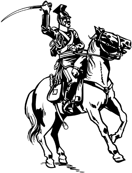 Medieval soldier on horseback vinyl sticker. Customize on line. Wars and Terrorism 097-0148